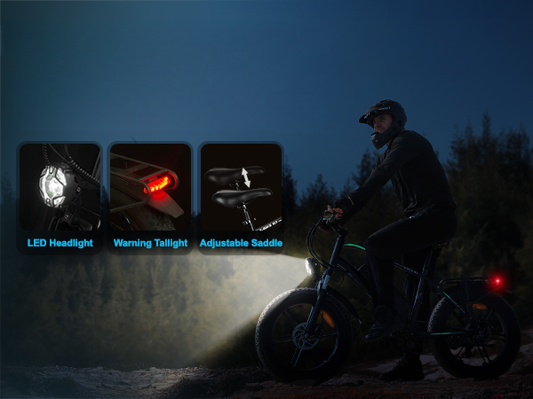 OUXI R7 Fat Tire Electric Bicycle with Front and Rear LED Lights