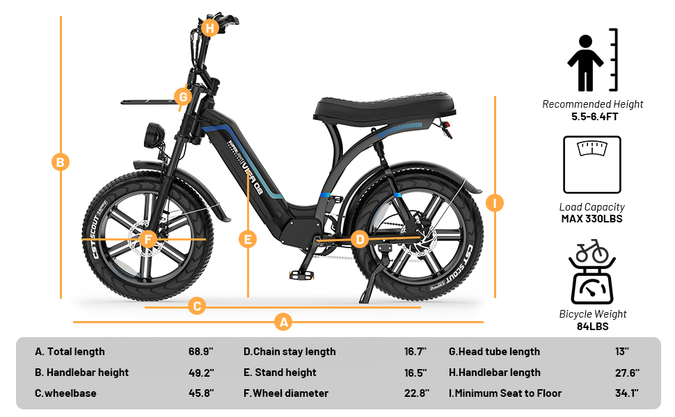 Q8 electric bike dimensions